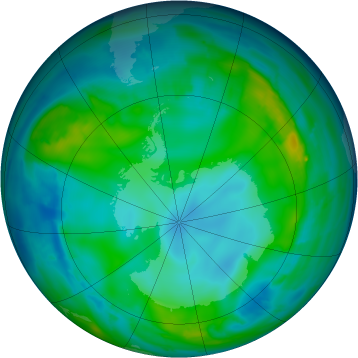 Antarctic ozone map for 16 May 2010